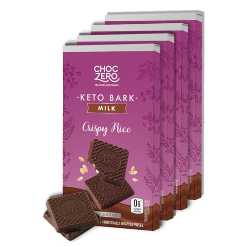 ChocZero Sugar Free Chocolate Candy with Hazelnuts, 4 Pack | No Sugar Alcohols, Keto, Low Carb, High Fiber, Gluten Free, 32 Total Candy Squares