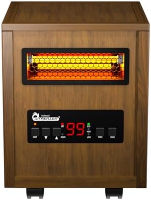 DR. INFRARED HEATER DR-998, 1500W Dual Heating Infrared Space Heater with Humidifier, Oscillation, Remote Control, Thermostat & Safety Protection, Portable with Wheels, Energy Efficient, Cherry