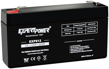 ExpertPower EXP612-1.2Ah 6V Rechargeable Battery, Alarm Battery Replacement for Security System, Home Alarm, GE XT Backup, Replaces DJW6-1.2