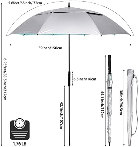 G4Free UV Golf Beach Umbrella 68”Auto Open Extra Large Sun Shade Umbrellas