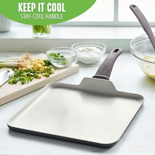 GreenLife Soft Grip Diamond Healthy Ceramic Nonstick 11" Griddle Pan, PFAS-Free, Dishwasher Safe, Black