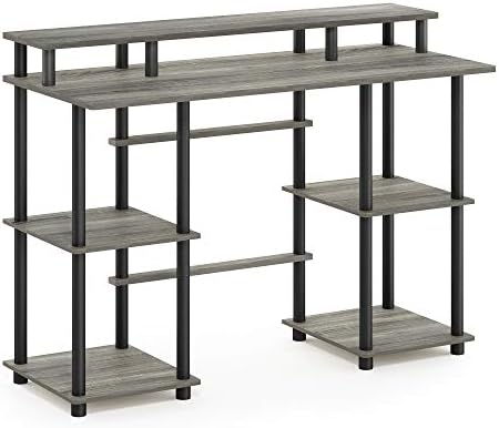 Furinno Turn-N-Tube Computer Desk, French Oak Grey/Black