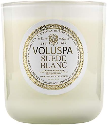 Voluspa Suede Blanc Classic Maison Candle, 100 Hour 12 oz