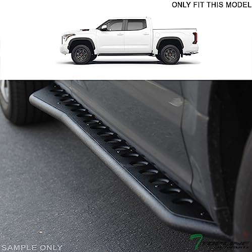 7422450392369 Compatible with 2022-2023 Toyota Tundra CrewMax (Crew) Cab Textured Black Round Pattern Rock Slider Rocker Style Side Step Rail Nerf