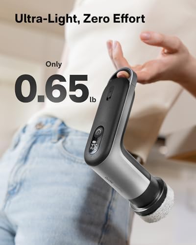 HOTO Grip™ Cordless Electric Spin Scrubber, IPX7 Waterproof, 6 Brush Heads | Lightweight at 0.65 lb, Powerful Cleaning Scrubber, for Bathroom