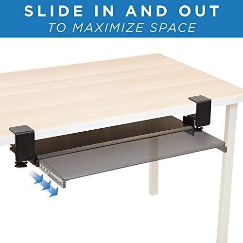 Mount-It! Keyboard Tray Under Desk, Clamp-On No-Drill Slide-Out Keyboard Drawer with Mouse Platform, 27" x 11" Ergonomic Keyboard Tray for Home Office