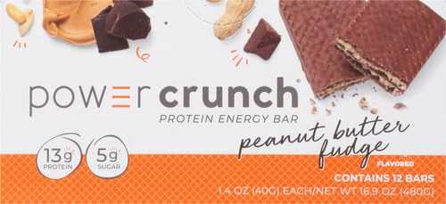 Power Crunch Protein Energy Wafer Bars, Peanut Butter Fudge, 1.4 Ounce (12 Count)