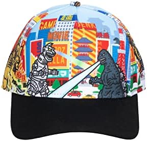 Bioworld Godzilla Cityscape Monsters Cartoon All Over Print Snapback Hat for Men