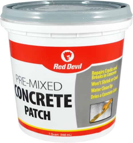 Red Devil 0645 Concrete Repair Patch, Cement Crack Filler, 5.5 Oz Squeeze Tube, Pre-Mixed, Pack of 1, Gray, Made in USA
