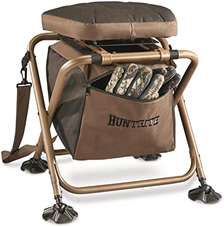 HUNTRITE 360 Swivel Hunting Blind Chair; 300 Pound Capacity, Folding, Lightweight, Portable, Padded Cushion Hunting Seat, Hunt Gear and Equipment