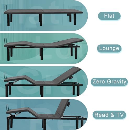 Fromann Adjustable Twin XL Bed Base Frame with Wireless Remote,USB Ports, Zero Gravity,Under Bed Led Lighting (Includes Synchronization Connector to King)