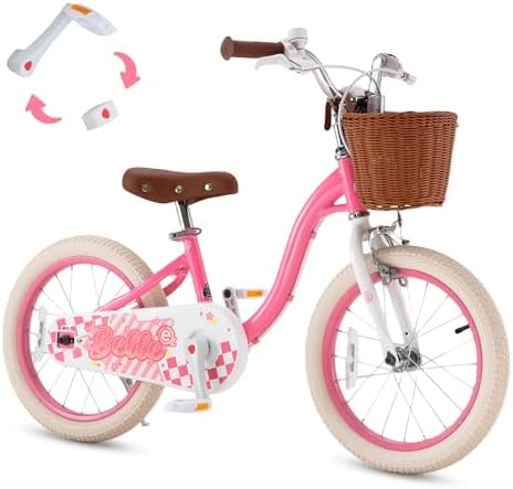 RoyalBaby Girls Bike Belle EZ Kids Bike, Balance and Pedal Bicycle, 14 16 18 Inch Wheel for Age 3-8 Years Toddlers to Big Kids, Pink & Purple