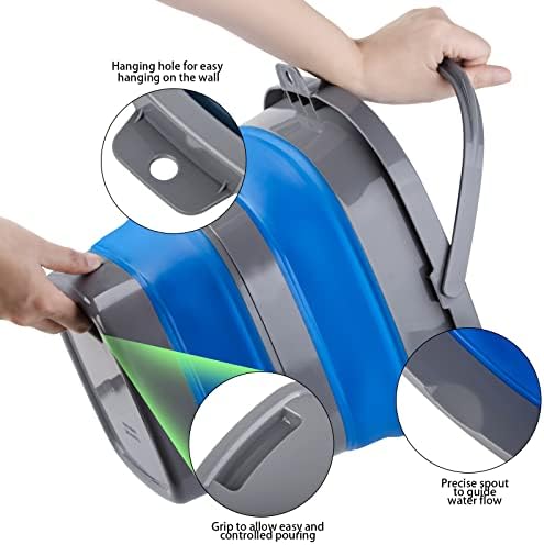 2 Pack Collapsible Plastic Bucket with 2.6 Gallon (10L) Each, Foldable Rectangular Tub for House Cleaning