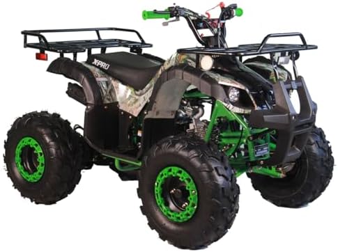 X-PRO 125cc ATV 4 Wheels Quad 125 ATV Quads with LED Lights, Big 19"/18" Tires!（Army Black）