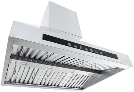 PROLINE 36-Inch Professional Island Range Hood, Ducted, 1200 CFM, Stainless Steel, LED Lights, LCD Touch Control, ULTRA-QUIET Blower Motor, 4 Speed