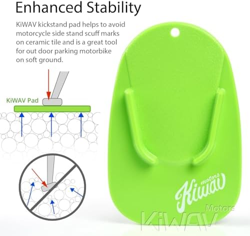 KiWAV Motorcycle Kickstand Pad Plate Support Accessory - Black - Soft Ground, Grass, Hot Pavement, Outdoor Parking, Anti Sinking
