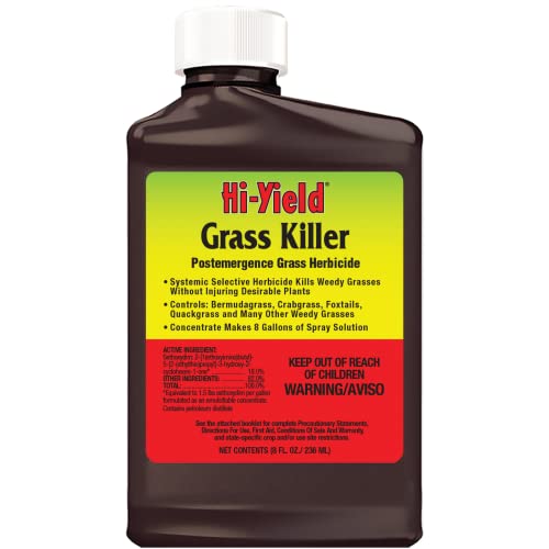 Hi-Yield (31134) Grass Killer Postemergence Grass Herbicide, 8 oz | Fluazifop-P-butyl selective herbicide - Post-emergent grass killer safe to use over ornamentals - Landscapers