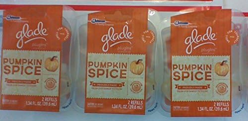 6 Glade Plugins Pumpkin Spice Scented Oil Refills