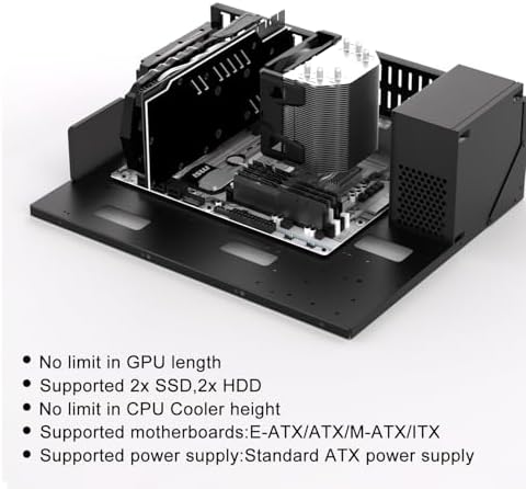 PC Test Bench, Open Air PC Case, ATX Open Frame Computer Chassis, DIY Techbench PC Case for EATX ATX MATX ITX