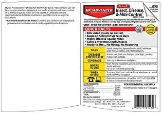 BioAdvanced 3-in-1 Insect, Disease, and Mite Control Spray - 24 fl oz | Insecticide, Fungicide & Miticide - Ready-to-Use - Prevents Pests and Diseases - Up to 30 Days Protection Bottle