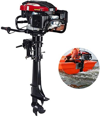 4Stroke 7HP Heavy Duty Outboard Motor Boat Engine Inflatable Fishing boat Air COOLED System Hand Start Tiller Control Long Shaft 20inch