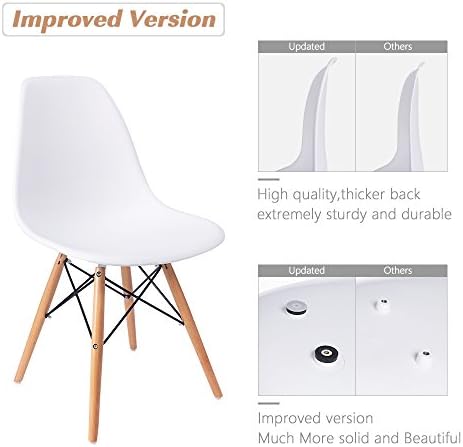 Furmax Modern Style Dining Chair Mid Century Modern DSW Chair, Shell Lounge Plastic Chair for Kitchen, Dining, Bedroom, Living Room Side Chairs Set of 4(White)