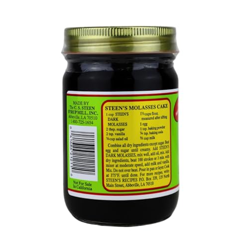 Steen's Home Style Molasses 11.5 oz - Rich, All-Natural Flavor for Baking and Cooking - 100% Pure & Natural - No Preservatives Homestyle - Hearty Flavor in Gingerbread, Cookies, Brown Sugar and Dark Rum (1 Pack)