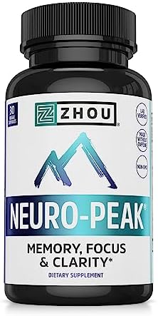 ZHOU Neuro-Peak - Brain Vitamins - 30 Veggie Capsules (Pack of 1) | Brain Supplements for Memory and Focus, Nootropic for Men & Women, Support Pill Adults