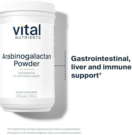 Vital Nutrients Arabinogalactan Powder - Vegan Prebiotic Fiber Supplement for GI Health, Liver, and Immune Support* - Gluten, Dairy