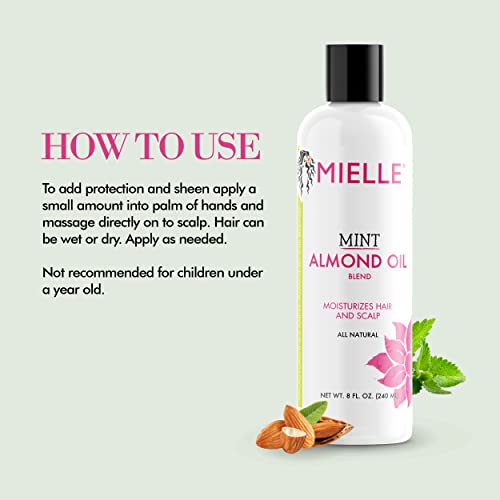 Mielle Organics Mint Almond Oil - Lightweight Dry Scalp Oil to Lock in Moisture and Help Encourage Longer