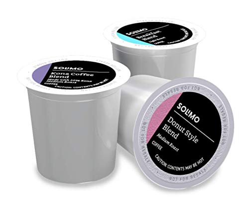 Amazon Brand Solimo Variety Pack Light, Medium Roast Coffee Pods (Kona, Breakfast, Donut) + Solimo Decaf Light Roast Coffee Pods