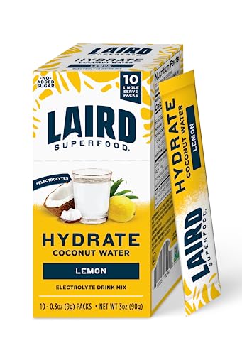 Laird Superfood HYDRATE Coconut Water Powder Drink Supplement with Coconut Water and Auqamin, All Natural, No Added Sugars, Gluten-Free, Non-GMO, Vegan, 8 oz. Bag, Pack of 1
