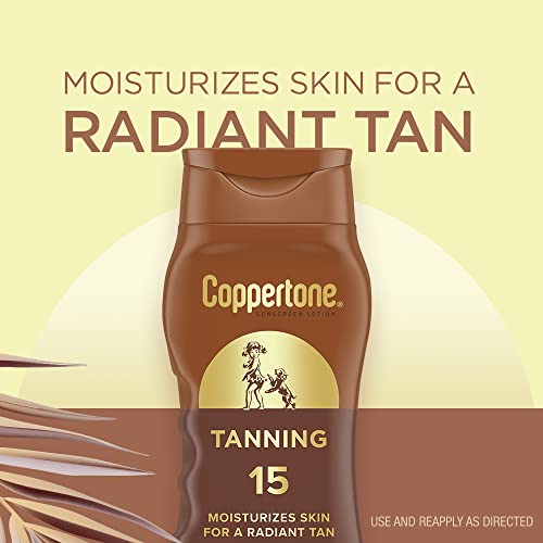 Coppertone Tanning Sunscreen Lotion SPF 8, 8 FL OZ | Sun Tanning Lotion Broad Spectrum SPF 8 with Vitamin E, Water Resistant, PABA, Oxybenzone, Octinoxate and Dye Free