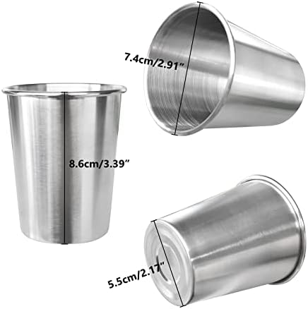 6 Pack 8 oz Stainless Steel Kids Cups, Children's Pint Cups, Stackable Metal Cups, Shatterproof Drinking Glasses