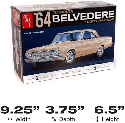 AMT - 1964 Plymouth Belvedere (w/Straight 6 Engine) 2T, 1:25 (AMT1188M), White