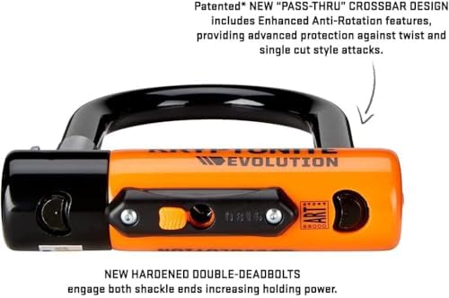Kryptonite Evolution Standard Bike U-Lock, 14mm Steel Shackle & 3 Keys | High-Security 4x9 in Bicycle Lock with FlexFrame-U Mounting Bracket, Double Deadbolt Design and Pick Resistant Cylinder