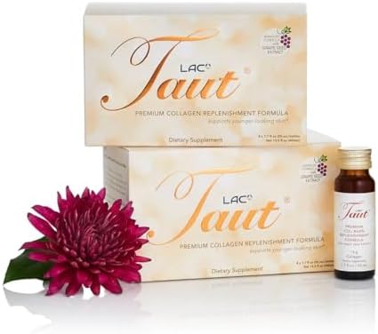 TAUT Liquid Collagen for Women – 13,000mg Marine Collagen Drink with Hyaluronic Acid, Grape Seed & Elastin – Visible Skin, Hair & Joint Support – 1 Box (8 Bottles Each)