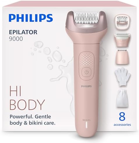 Philips Epilator Series 8000 for Women, with 3 Accessories, BRE700/04