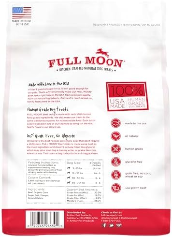 Full Moon Chicken Jerky Healthy All Natural Dog Treats Human Grade Made in USA Grain Free, 1.5 Pound (Pack of 1)