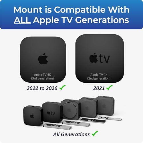 Premium Mount for Apple TV - Compatible with Every Apple TV | Designed in USA – Reliable and Easy Apple TV Installation – Special Features: Includes Heat Management and Strong TV Adhesive