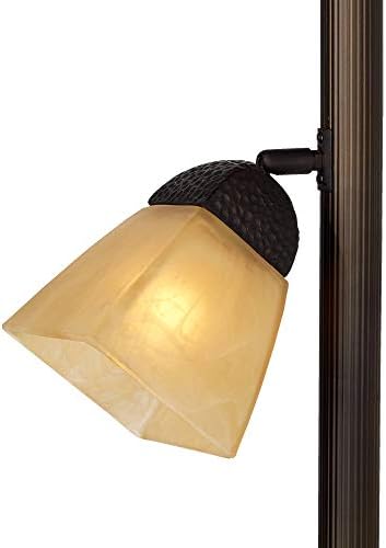 Antonio 71 1/2" Tall Bronze and Champagne Glass Torchiere Floor Lamp | Rustic Farmhouse Mission Roman 3-Light Frosted Amber Shade for Living Room