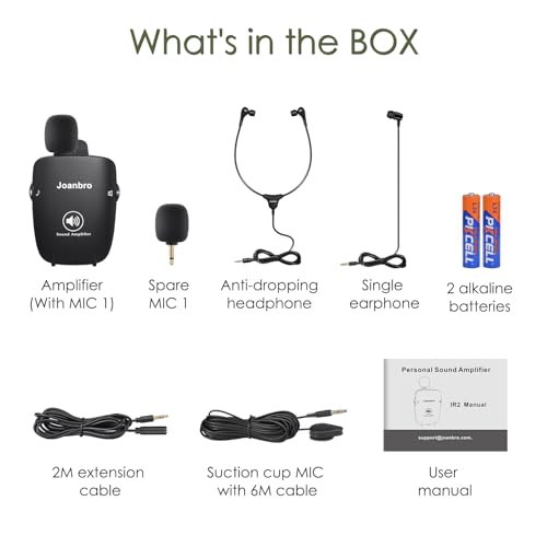 Personal Sound Amplifier for Seniors, Voice Enhancement Devices, Pocket Sound Amplifiers for Elderly People, Adults, 50dB Gain