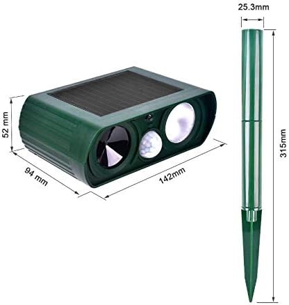 Animal Repellent Solar Powered Ultrasonic Animal Repellent Motion Sensor and Flashing Light Outdoor Weatherproof Farm Garden Lawn for Cat Dog Coyote