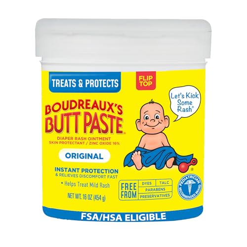 Boudreaux's Butt Paste Diaper Cream, Dermatologist-Tested Original Diaper Rash Cream for Daily Prevention and Relief, Baby Ointment, 2oz Tube