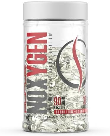 Purus Labs NOXygen Liquid Capsules Pre-Workout Accelerator | Nitric Oxide Pump Pills | Blood Flow & Oxygen Amplifier | 30 Servings, 90 Capsules
