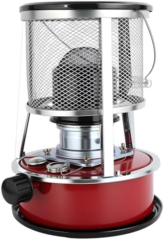 Indoor Kerosene Heater, Portable Kerosene Heater for Camping and Emergency, 9000 BTU 2400W Output with 1.21 Gallon Fuel Tank, 18–22 Hour Burn, 0.2–0.24L/H Consumption (Red)