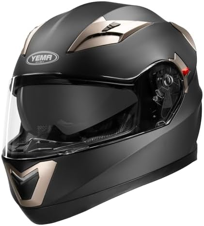 Motorcycle Full Face Helmet DOT Approved - YEMA Helmet YM-829 Motorbike Moped Street Bike Racing Casco Moto Helmet with Sun Visor for Adult,Youth Men and Women