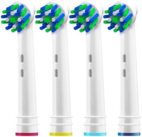Alayna Toothbrush Heads Compatible with Oral-B, Cross-Style, 4 Pack | Replacement Brush Head Refills Compatible with Braun Oral-B Electric Toothbrushes and Most Click-On Handles