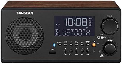 Sangean WR-22WL AM/FM-RDS/Bluetooth/USB Table-Top Digital Tuning Receiver (Dark Walnut) (Renewed)