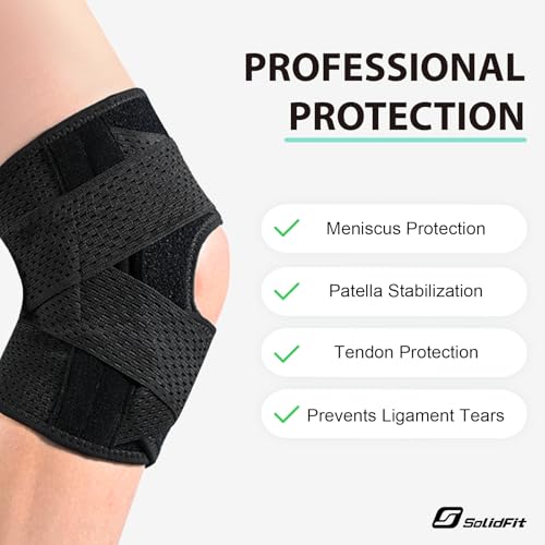 Knee Brace with Side Stabilizers for Meniscus Tear,Adjustable Knee Wrap | for Pain Relief, Breathable Compression Knee Support for Knee Pain, ACL, MCL, Arthritis, Sports, Women&Men (Black, X-Large)